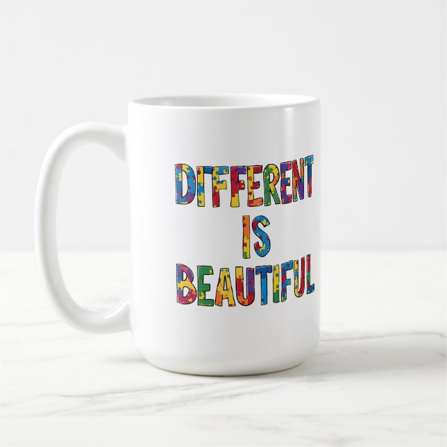 Different Is Beautiful - Autism Awareness  Coffee Mug (Left)