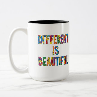 Different Is Beautiful - Autism Awareness Two-Tone Coffee Mug