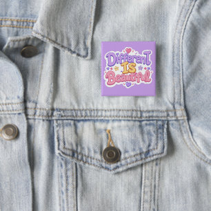 Different Is Beautiful Cute Pastel Kawaii Kids Button