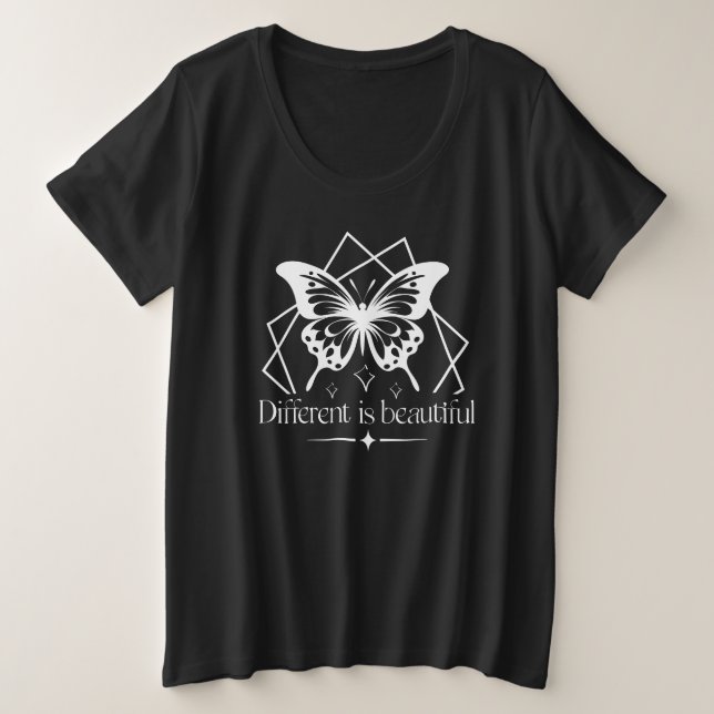 Different Is Beautiful Inspiring Quote T-Shirt (Design Front)