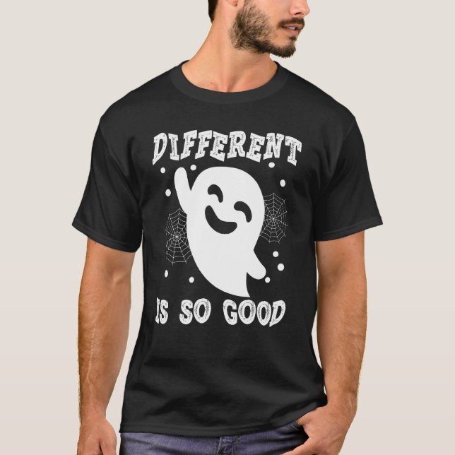 Different Is So Good  Halloween Ghost Spiderweb Gr T-Shirt (Front)