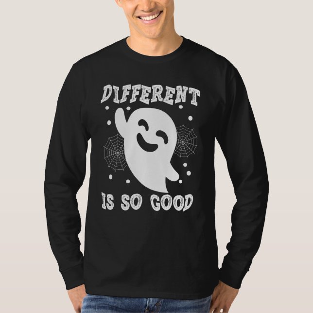Different Is So Good  Halloween Ghost Spiderweb Gr T-Shirt (Front)