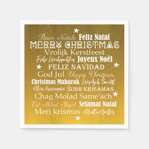 Different languages of Merry Christmas Napkins