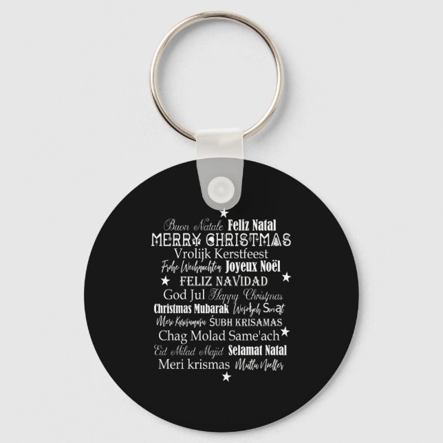 Different Languages Of Merry Christmas T Shirt  Keychain (Front)