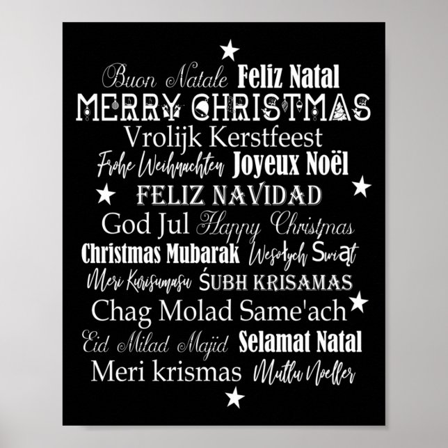 Different Languages Of Merry Christmas T Shirt  Poster (Front)