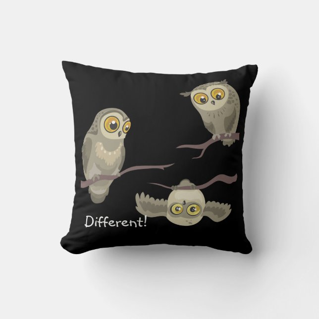 Different! little upsidedown owl~ throw pillow (Front)