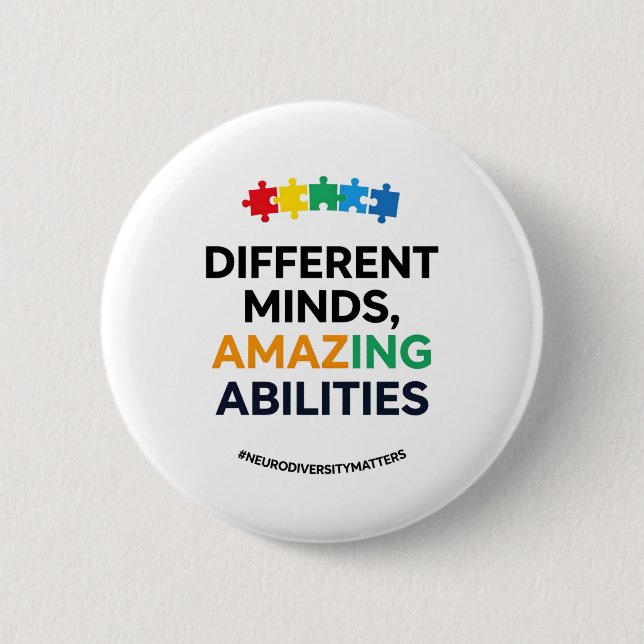 Different Minds Amazing Abilities Awareness Art Button (Front)