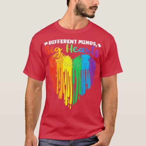 Different Minds Big Hearts Puzzle Piece Autism  T_Shirt