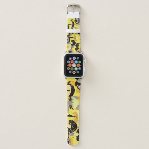Different Mushrooms Vintage Seamless Pattern Apple Watch Band
