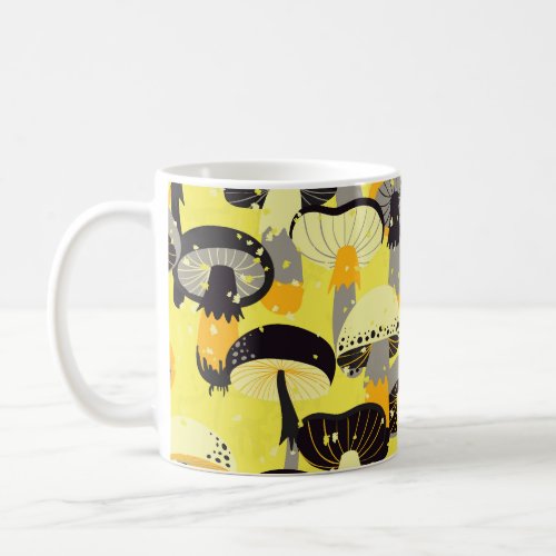 Different Mushrooms Vintage Seamless Pattern Coffee Mug