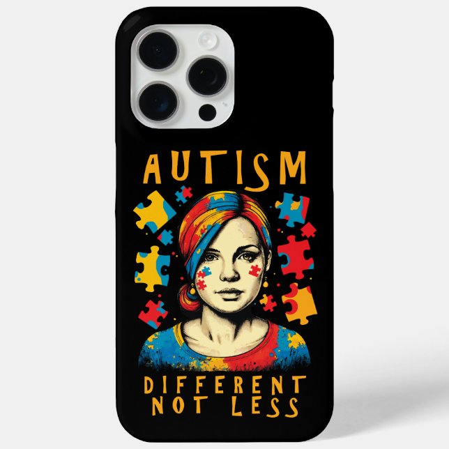 Different Not Less Autism Awareness Positive Quote Case-Mate iPhone Case (Back)