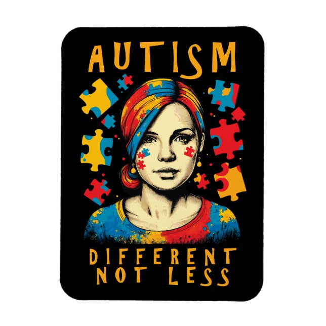 Different Not Less Autism Awareness Positive Quote Magnet (Vertical)