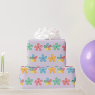 Different Not Less Autism Floral Seamless Design  Wrapping Paper