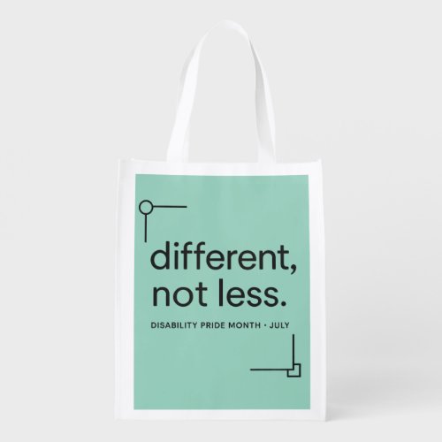 Different, Not Less | Minimalist Disability Pride  Grocery Bag