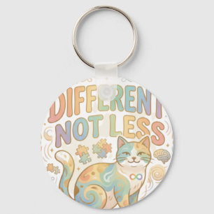 Different Not Less Neurodiversity Cat Autism Accep Keychain