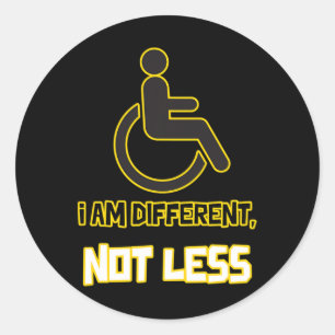 different not less person with disability wheelcha classic round sticker