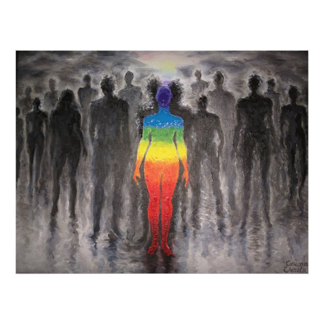 Different or a rainbow in a black and white world photo print (Front)