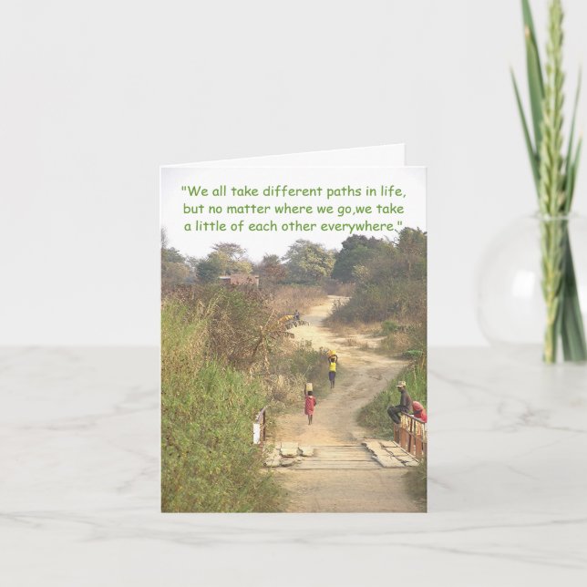 "Different Paths"/People Walking Winding Dirt Path Card (Front)