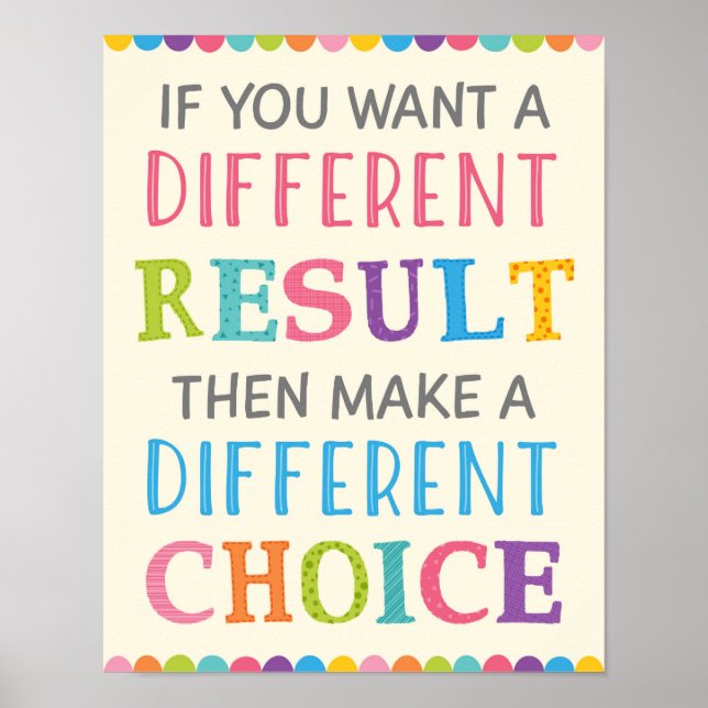 Different Result Different Choice Growth Mindset Poster (Front)