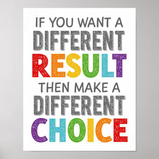 Different Result Different Choice Growth Mindset Poster | Zazzle.com