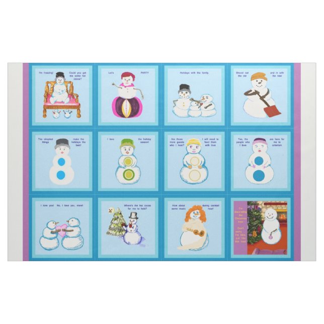 Different Strokes For Different Snow Folks squares Fabric (Yard)