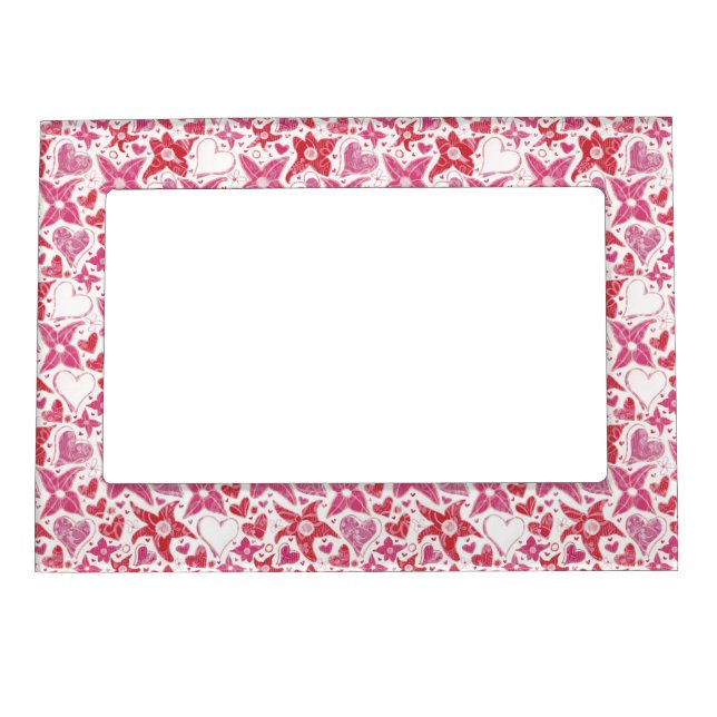 Different Style Of Flower & Hearts Pattern Magnetic Frame (Front)