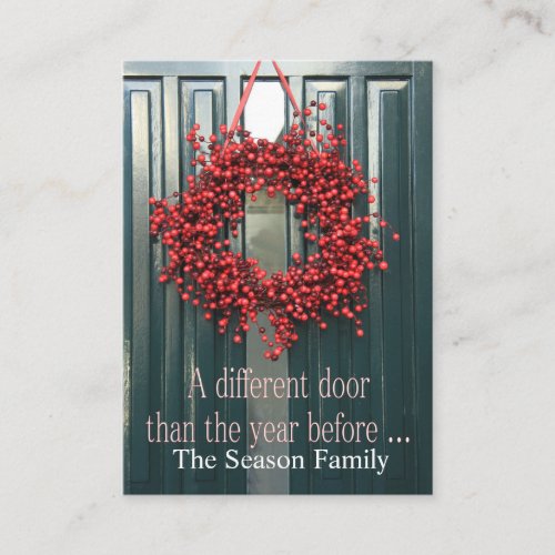Different than before  red berry wreath enclosure card