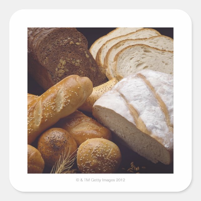 Different types of artisan bread square sticker (Front)