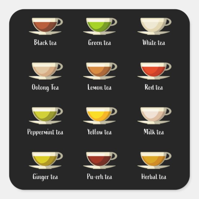 Different Types of Tea - Tealover Gift Square Sticker (Front)