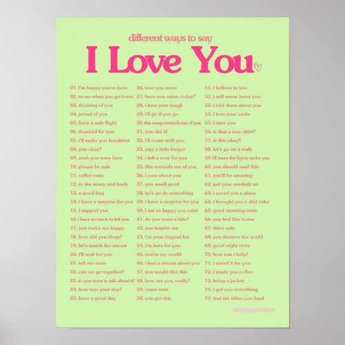 Different Ways to Say I Love You Poster