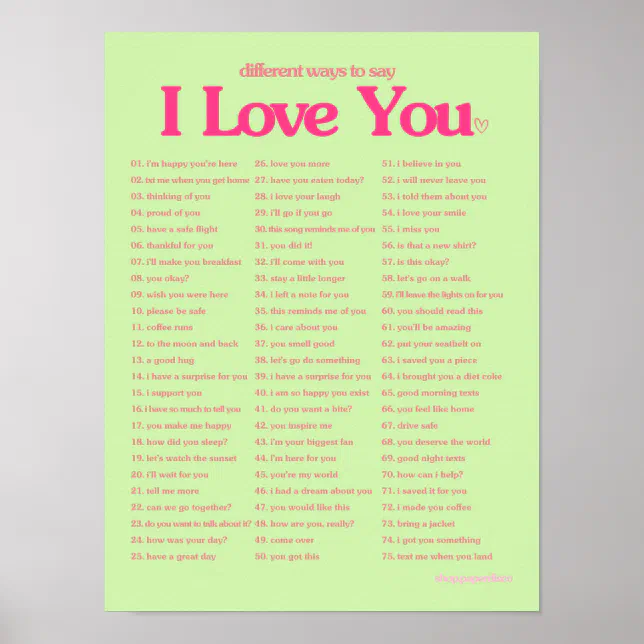 Different Ways To Say I Love You Poster Zazzle