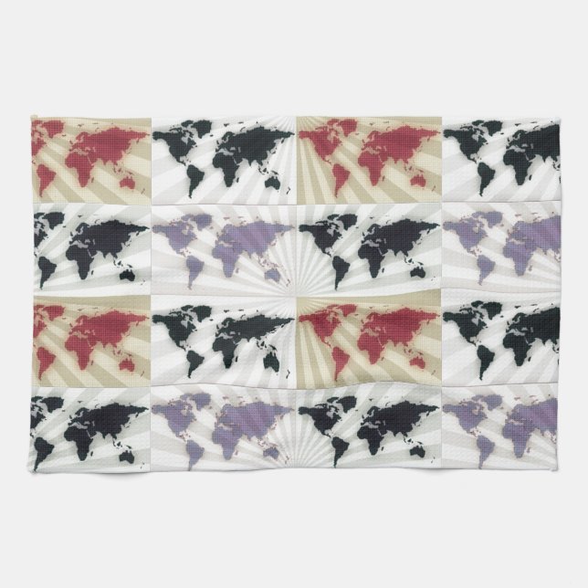 Different world maps towel (Horizontal)