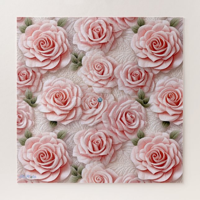 difficult 3D pink rose Jigsaw Puzzle (Horizontal)