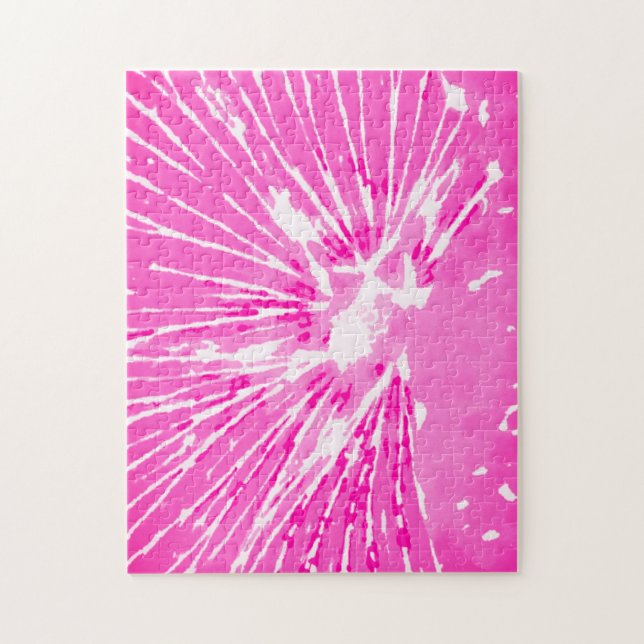 Difficult Abstract Pink Hollyhock Flower Puzzle (Vertical)