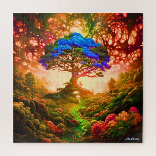 difficult art tree sunset lake puzzle