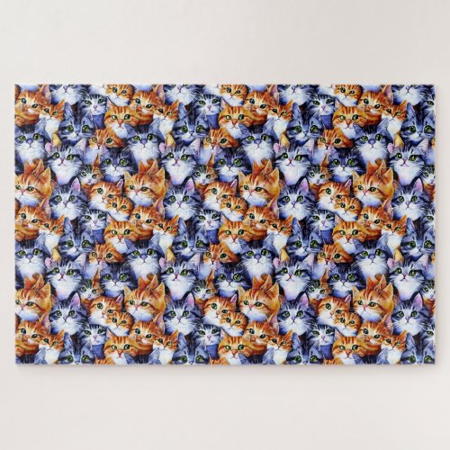 Difficult  cat faces collage ginger grey pet  jigsaw puzzle