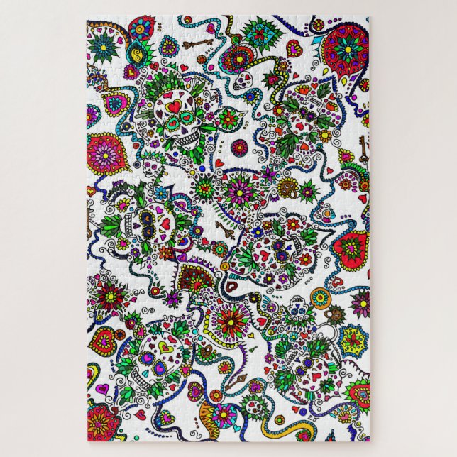 Difficult Day Of The Dead Pattern Jigsaw Puzzle (Vertical)