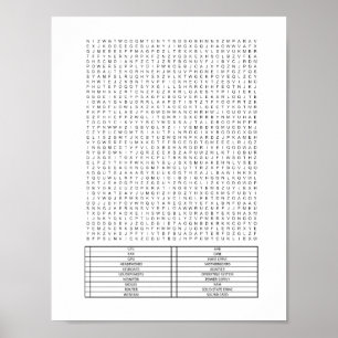 Difficult Giant Word Search Puzzle PC Parts Theme Poster
