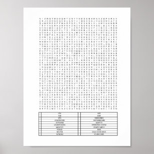 Difficult Giant Word Search Puzzle PC Parts Theme Poster