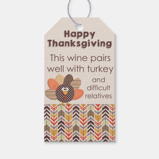 Difficult Relatives Thanksgiving Wine Tag (Front)