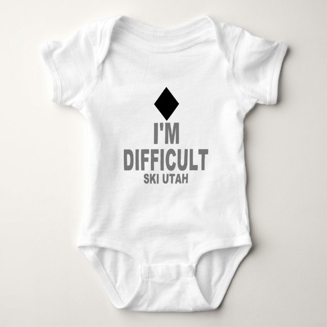 Difficult Ski Utah Baby Bodysuit (Front)