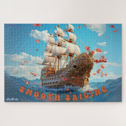 difficult smooth sailing ship sea blue sky puzzle