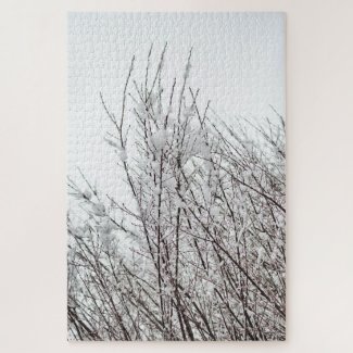 Difficult Snow-covered branches abstract photo Jigsaw Puzzle