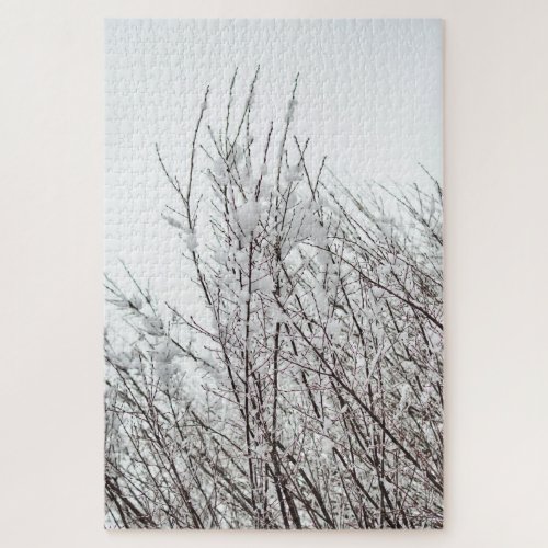 Difficult Snow_covered branches abstract photo Jigsaw Puzzle