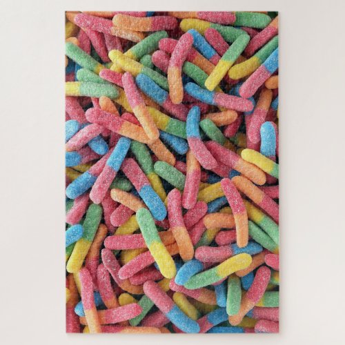 Difficult Sour Gummy Worm Candy Photo Jigsaw Puzzle