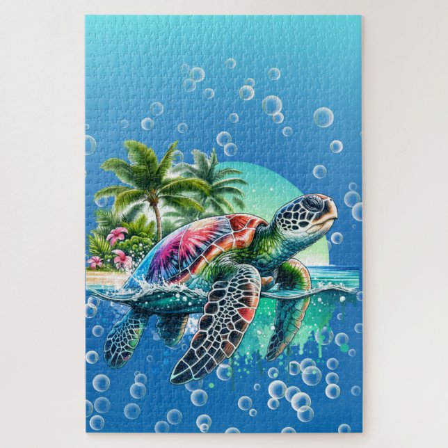 Difficult Whimsical Sea Turtle Jigsaw Puzzle (Vertical)