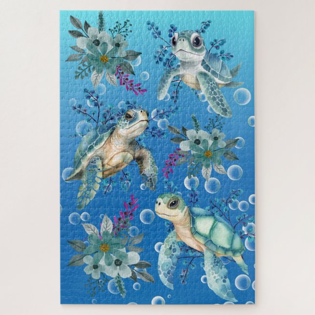 Difficult Whimsical Sea Turtle Jigsaw Puzzle (Vertical)
