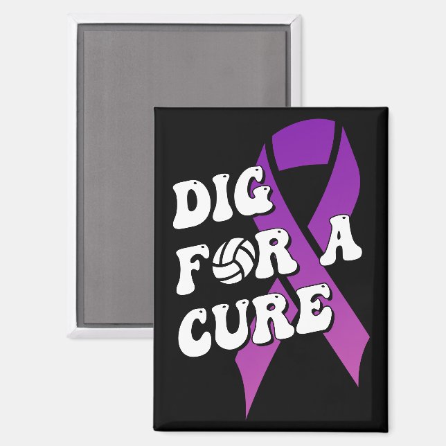 Dig For A Cure, Breast Cancer Awareness Volleyball Magnet (Front/Back)