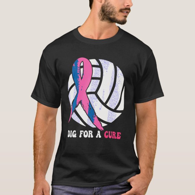 Dig For A Cure Breast Cancer Awareness Volleyball  T-Shirt (Front)