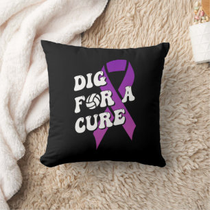 Dig For A Cure, Breast Cancer Awareness Volleyball Throw Pillow